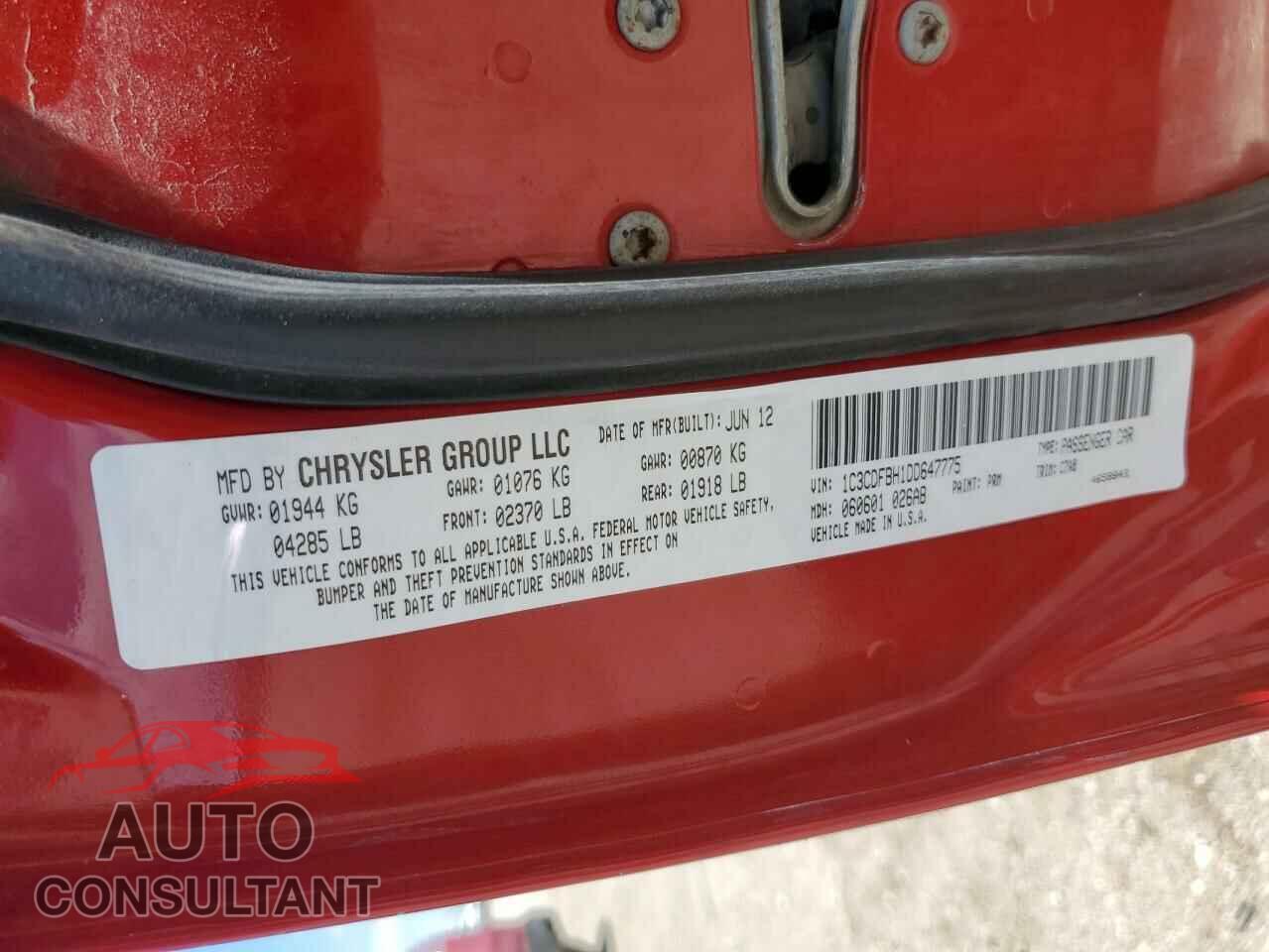DODGE DART 2013 - 1C3CDFBH1DD647775