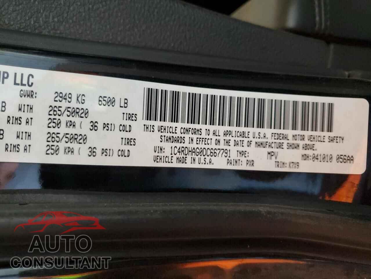 DODGE DURANGO 2013 - 1C4RDHAG0DC667791