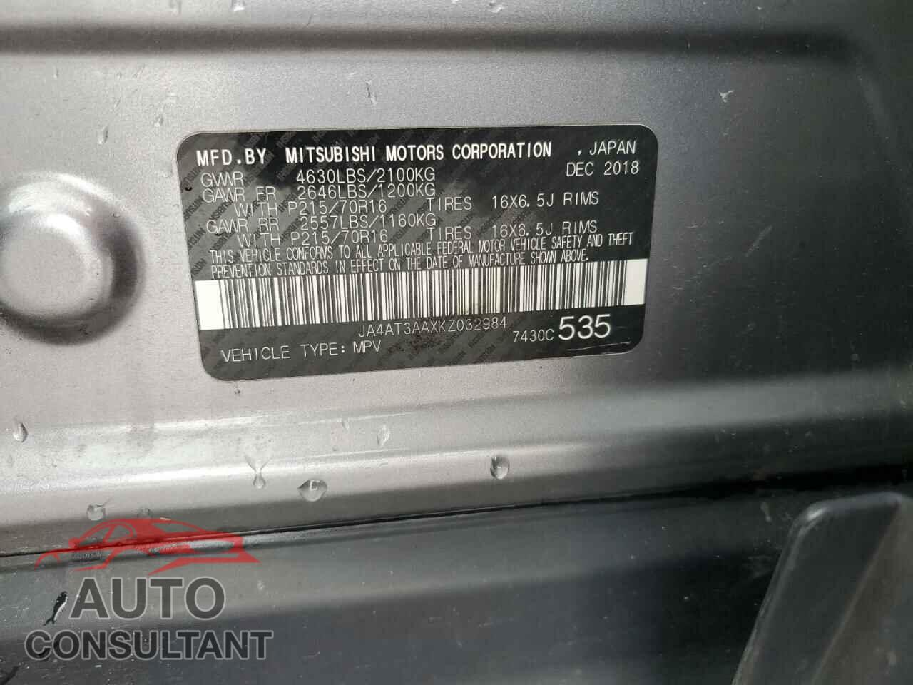 MITSUBISHI ECLIPSE 2019 - JA4AT3AAXKZ032984