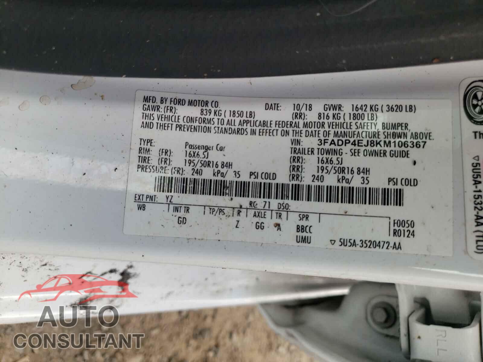 FORD FIESTA 2019 - 3FADP4EJ8KM106367