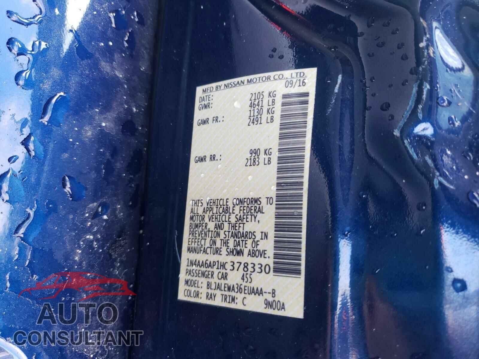 NISSAN MAXIMA 2017 - 1N4AA6AP1HC378330