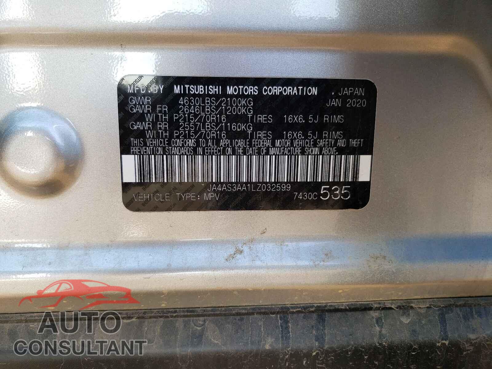 MITSUBISHI ECLIPSE 2020 - JA4AS3AA1LZ032599