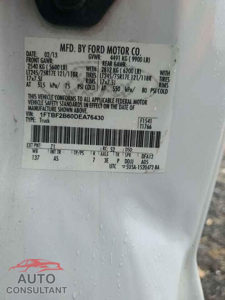 FORD F250 2013 - 1FTBF2B60DEA76430