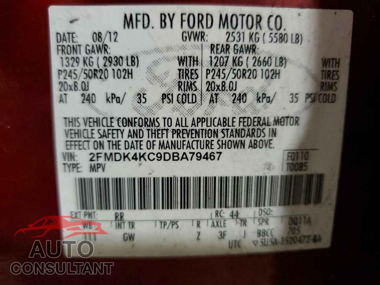 FORD EDGE 2013 - 2FMDK4KC9DBA79467