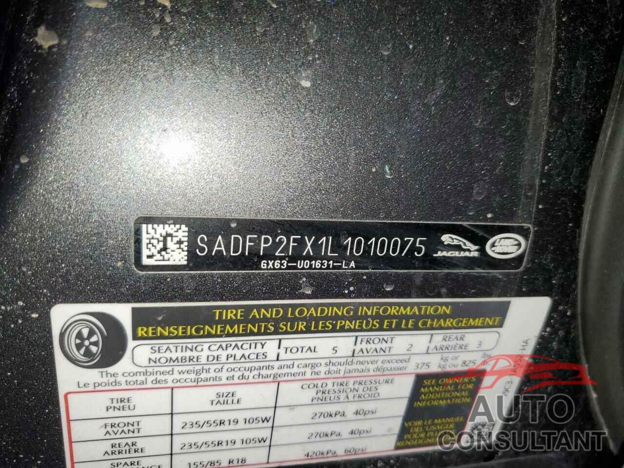 JAGUAR ETYPE 2020 - SADFP2FX1L1010075