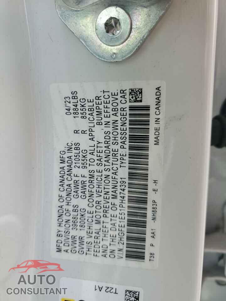 HONDA CIVIC 2023 - 2HGFE1E51PH474391