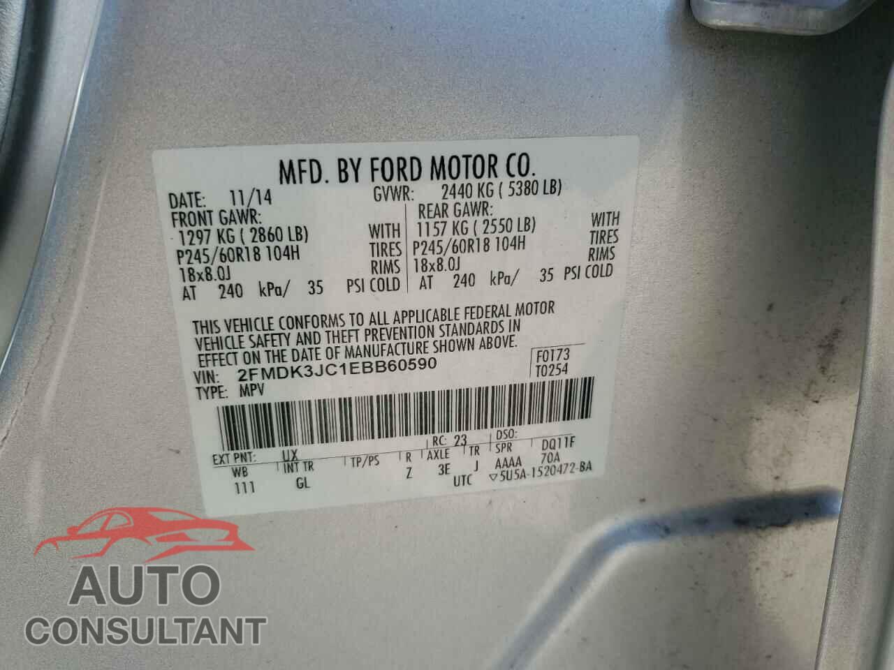 FORD EDGE 2014 - 2FMDK3JC1EBB60590