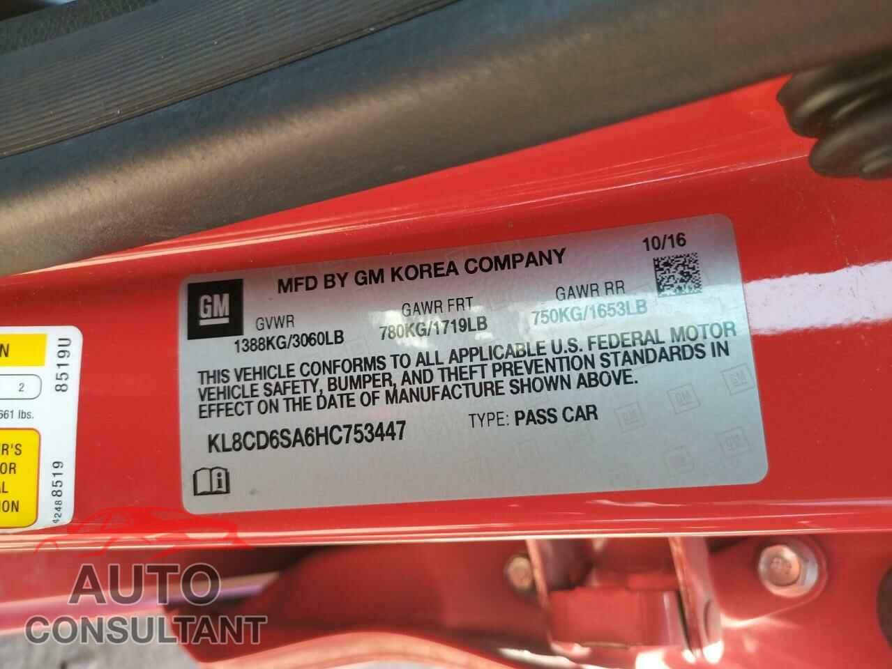 CHEVROLET SPARK 2017 - KL8CD6SA6HC753447