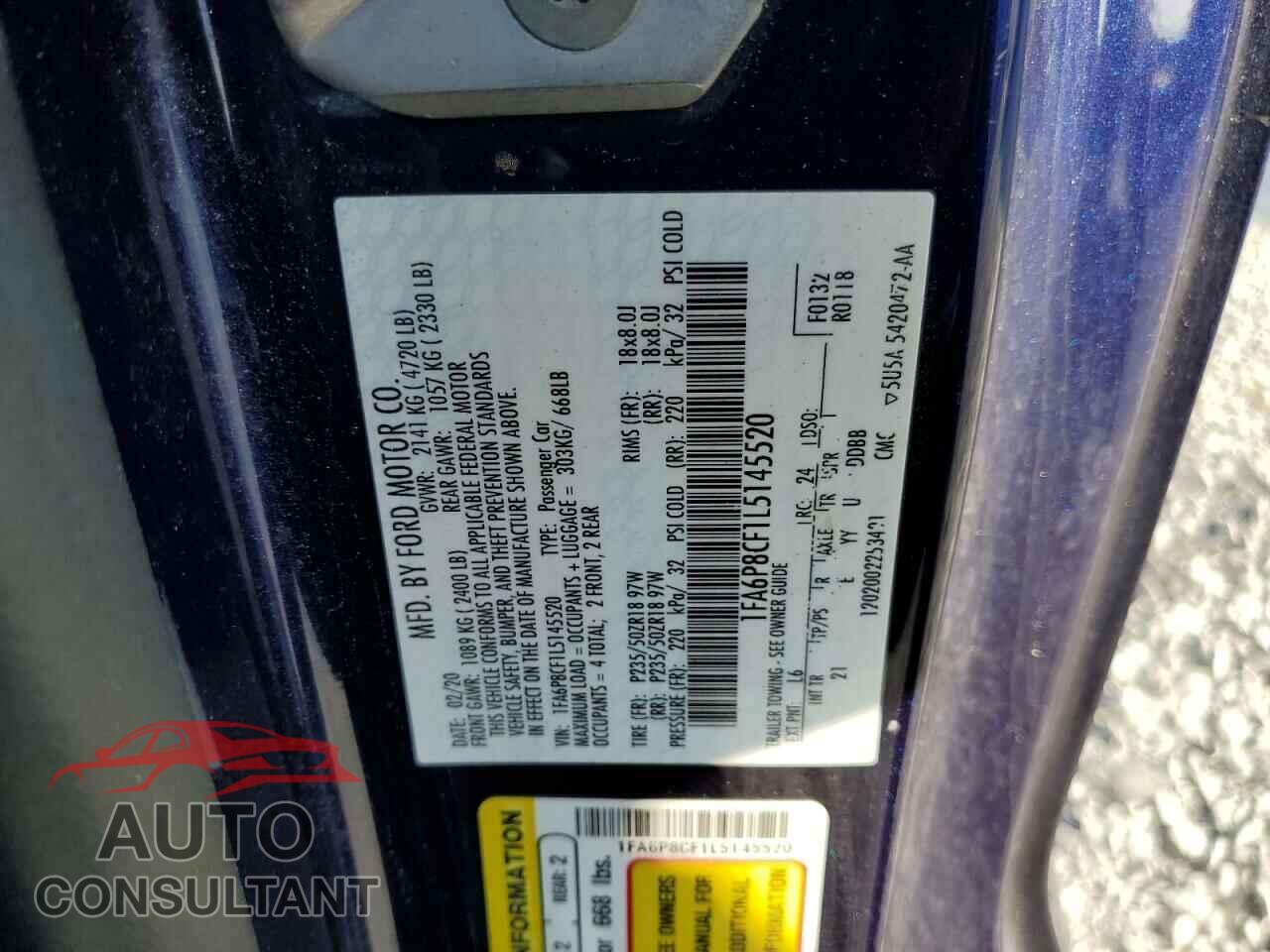 FORD MUSTANG 2020 - 1FA6P8CF1L5145520