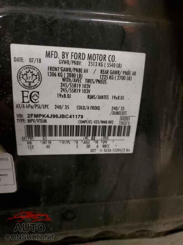 FORD EDGE 2018 - 2FMPK4J96JBC41179