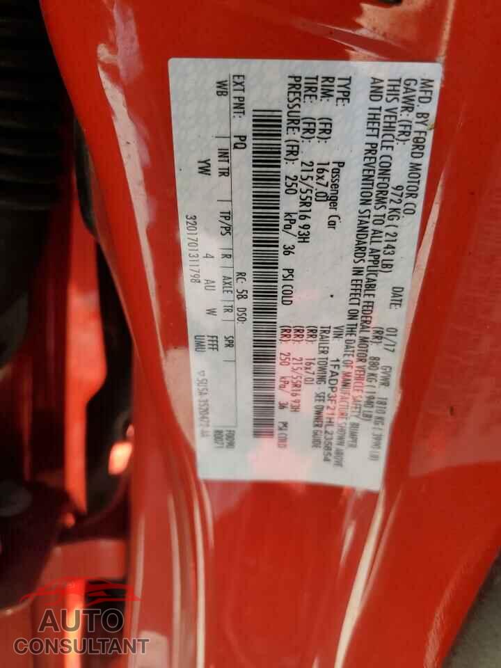 FORD FOCUS 2017 - 1FADP3F21HL235854