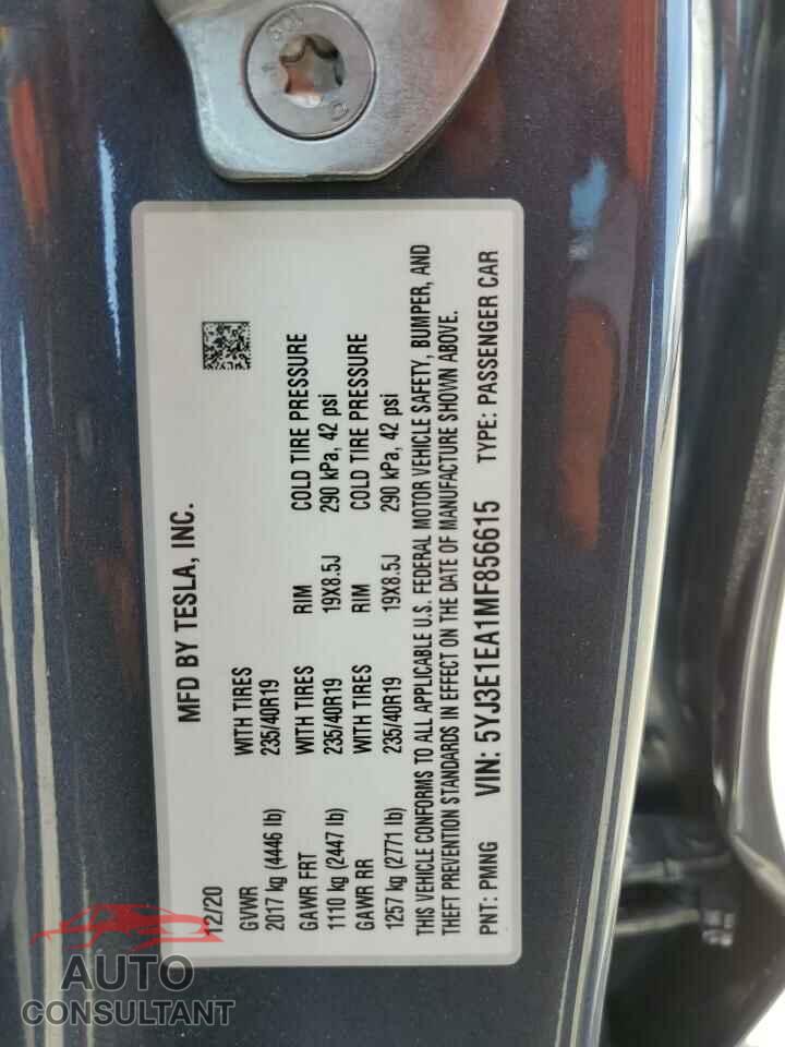 TESLA MODEL 3 2021 - 5YJ3E1EA1MF856615