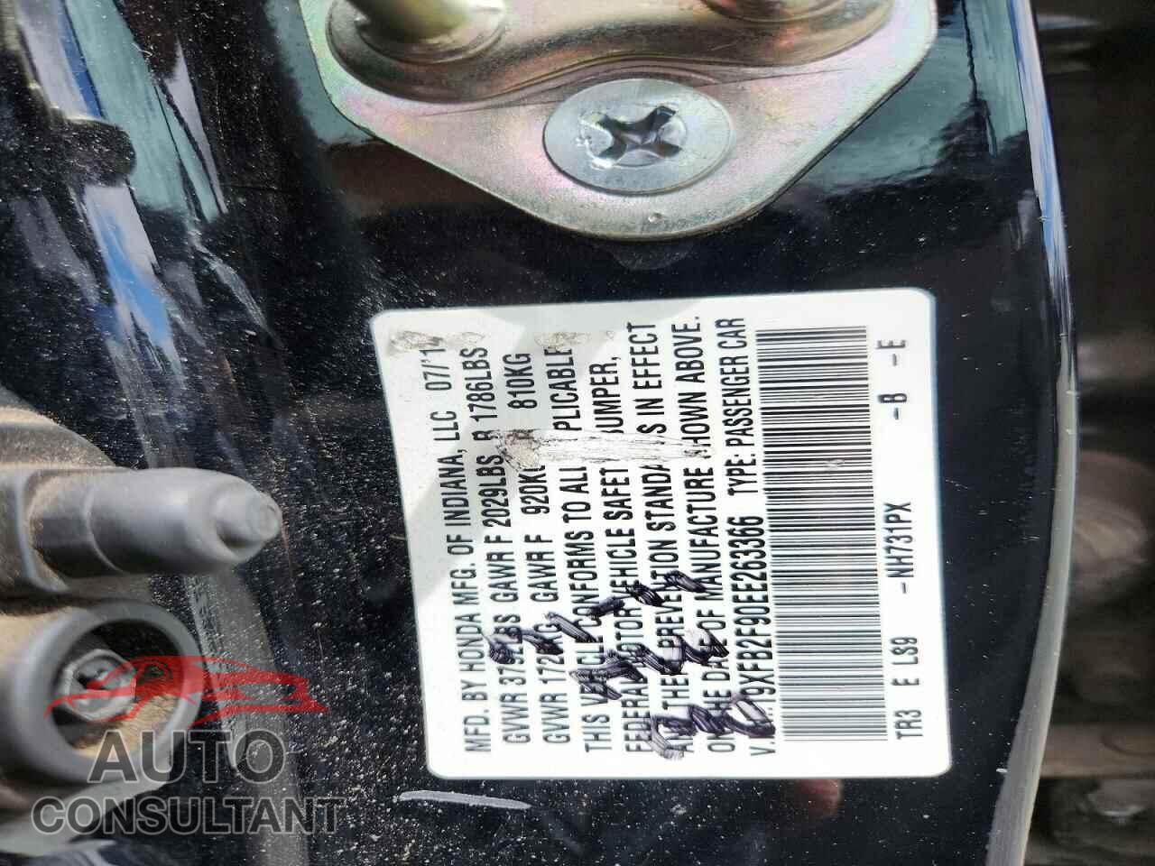 HONDA CIVIC 2014 - 19XFB2F90EE263366