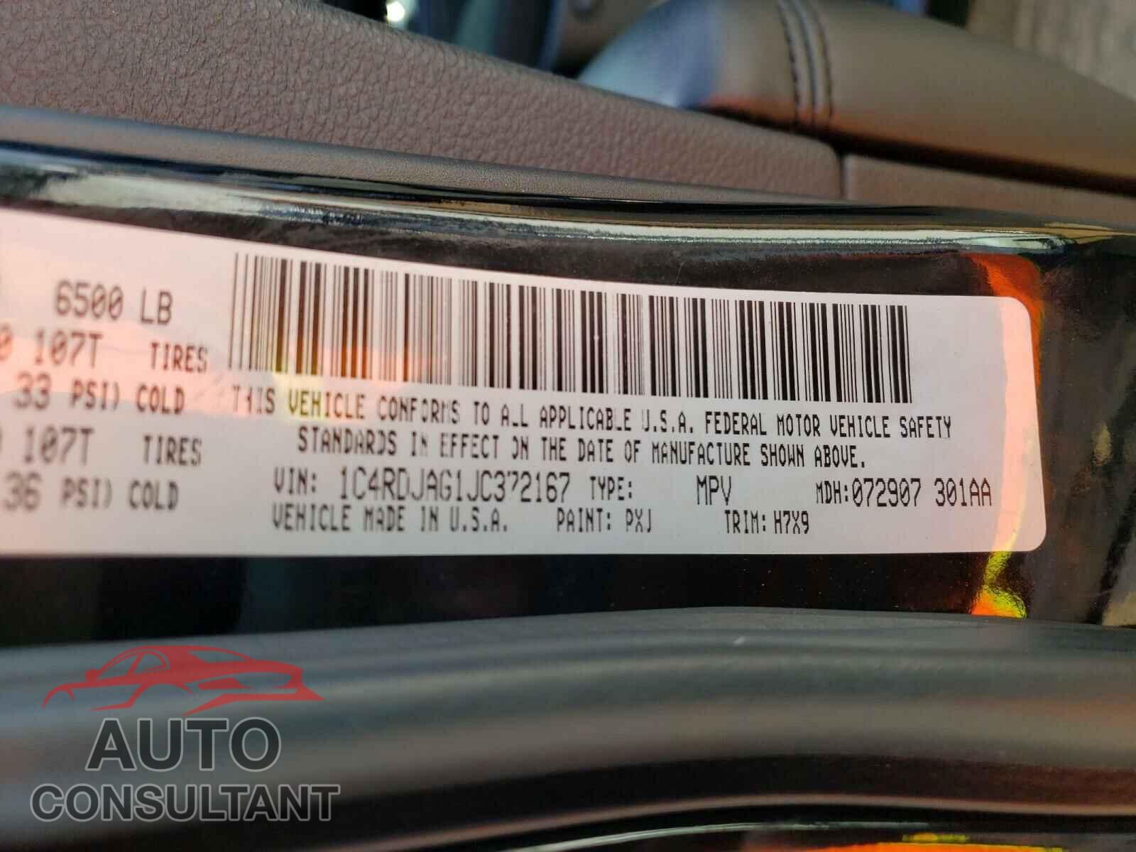 DODGE DURANGO 2018 - 1C4RDJAG1JC372167