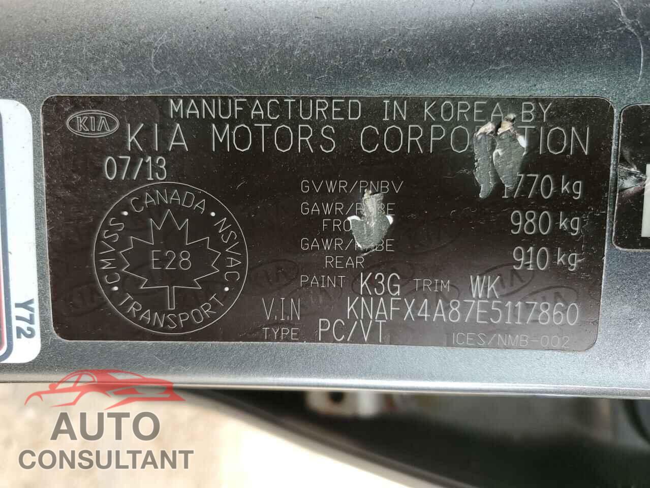 KIA FORTE 2014 - KNAFX4A87E5117860