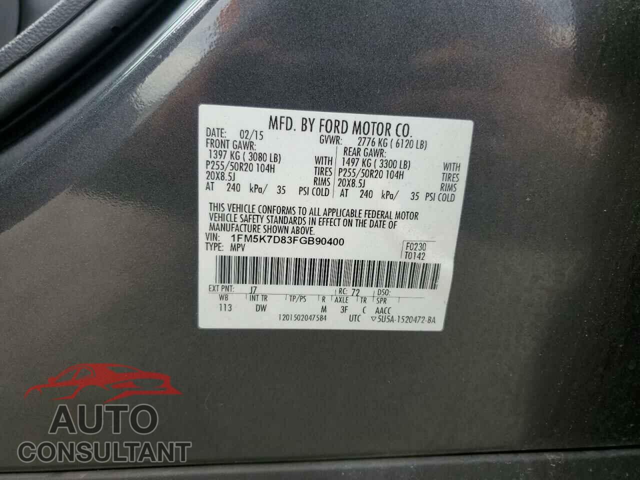 FORD EXPLORER 2015 - 1FM5K7D83FGB90400
