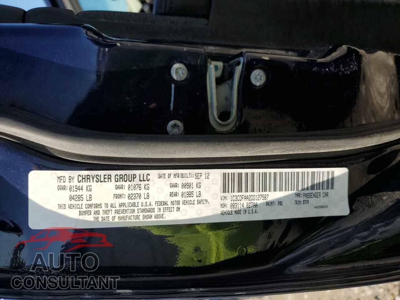 DODGE DART 2013 - 1C3CDFAA2DD127587