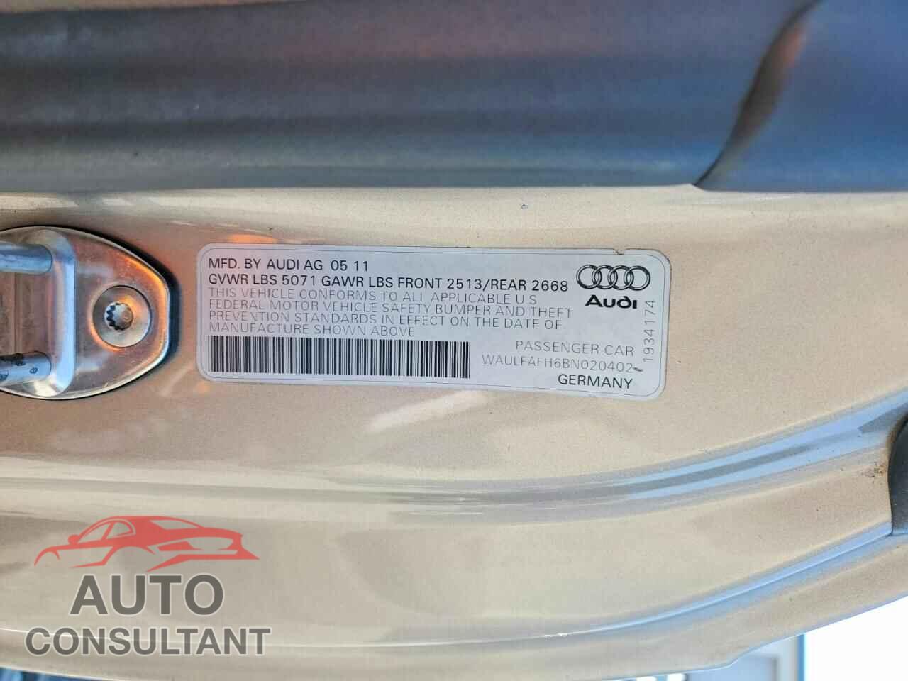 AUDI A5 2011 - WAULFAFH6BN020402
