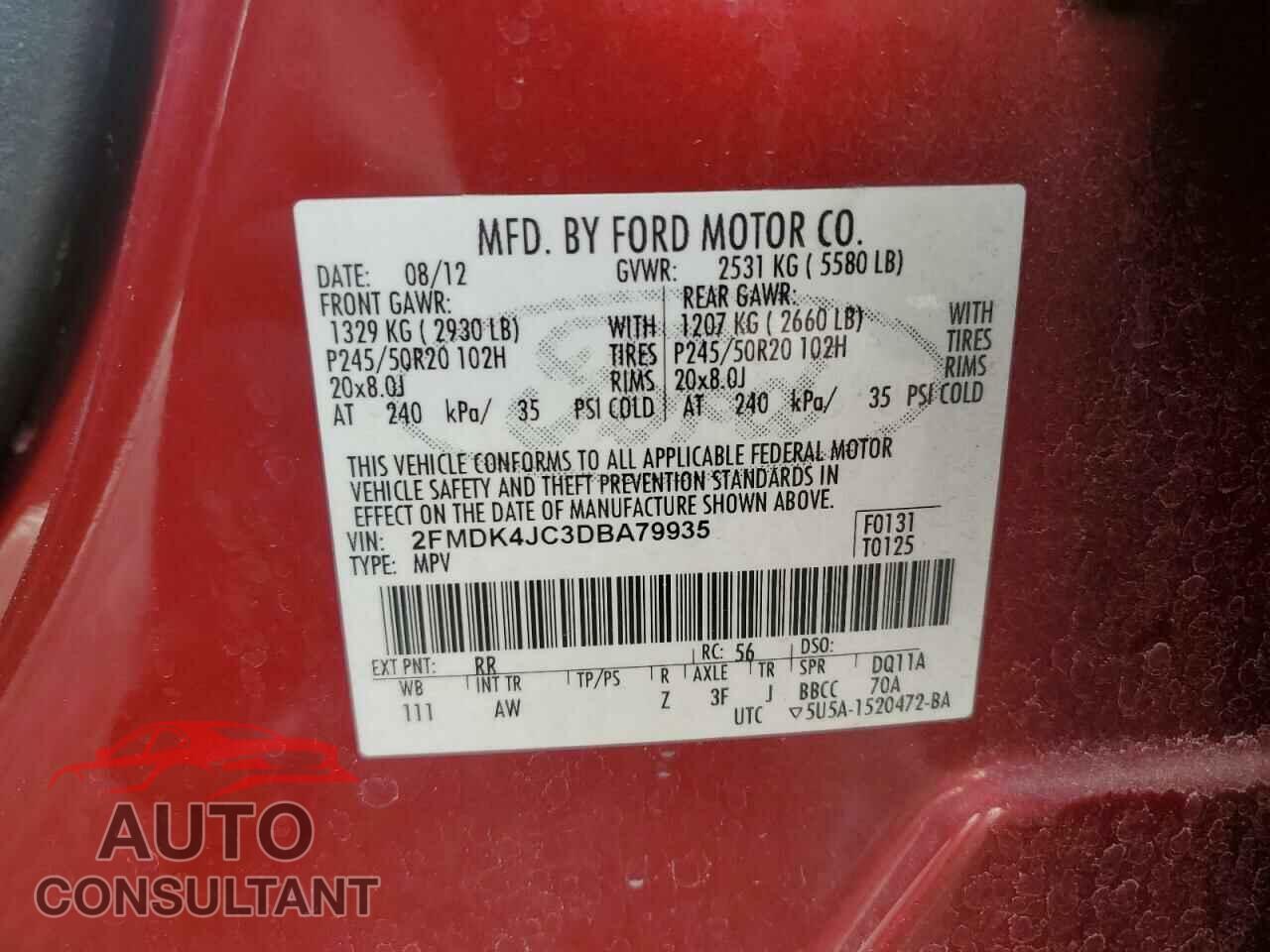 FORD EDGE 2013 - 2FMDK4JC3DBA79935