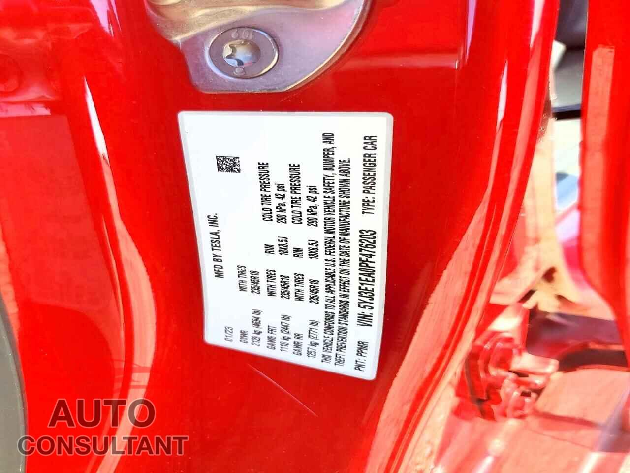 TESLA MODEL 3 2023 - 5YJ3E1EA0PF476203