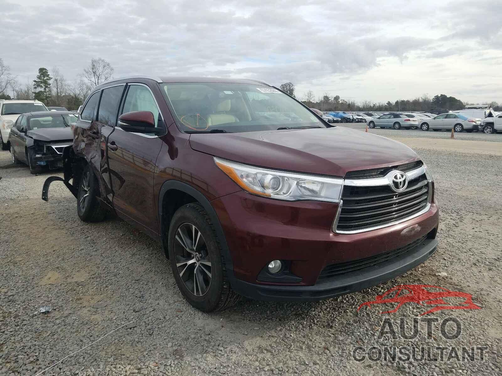 TOYOTA HIGHLANDER 2016 - 5TDJKRFH7GS250505