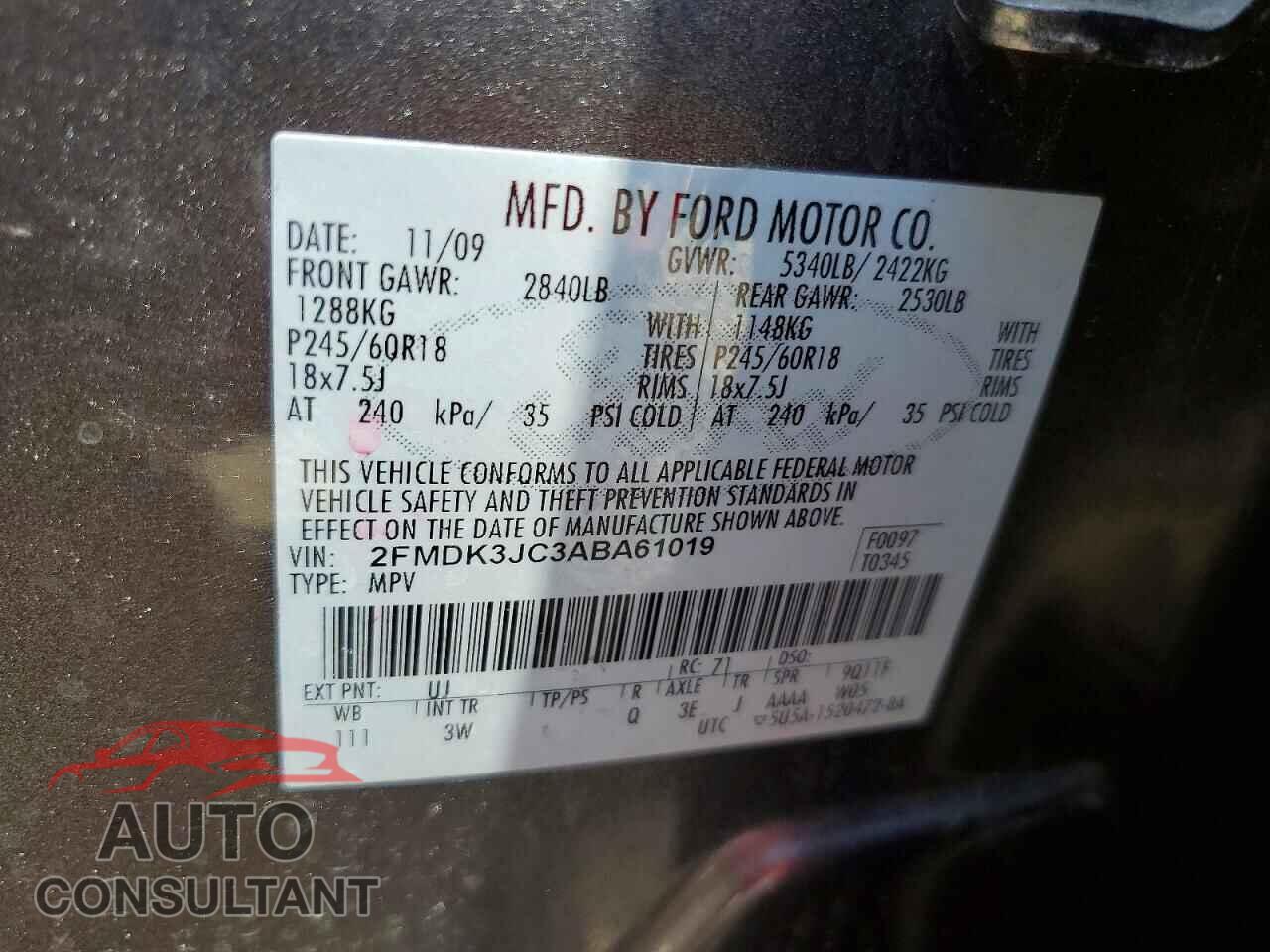 FORD EDGE 2010 - 2FMDK3JC3ABA61019
