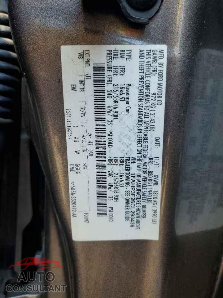 FORD FOCUS 2012 - 1FAHP3F26CL293436