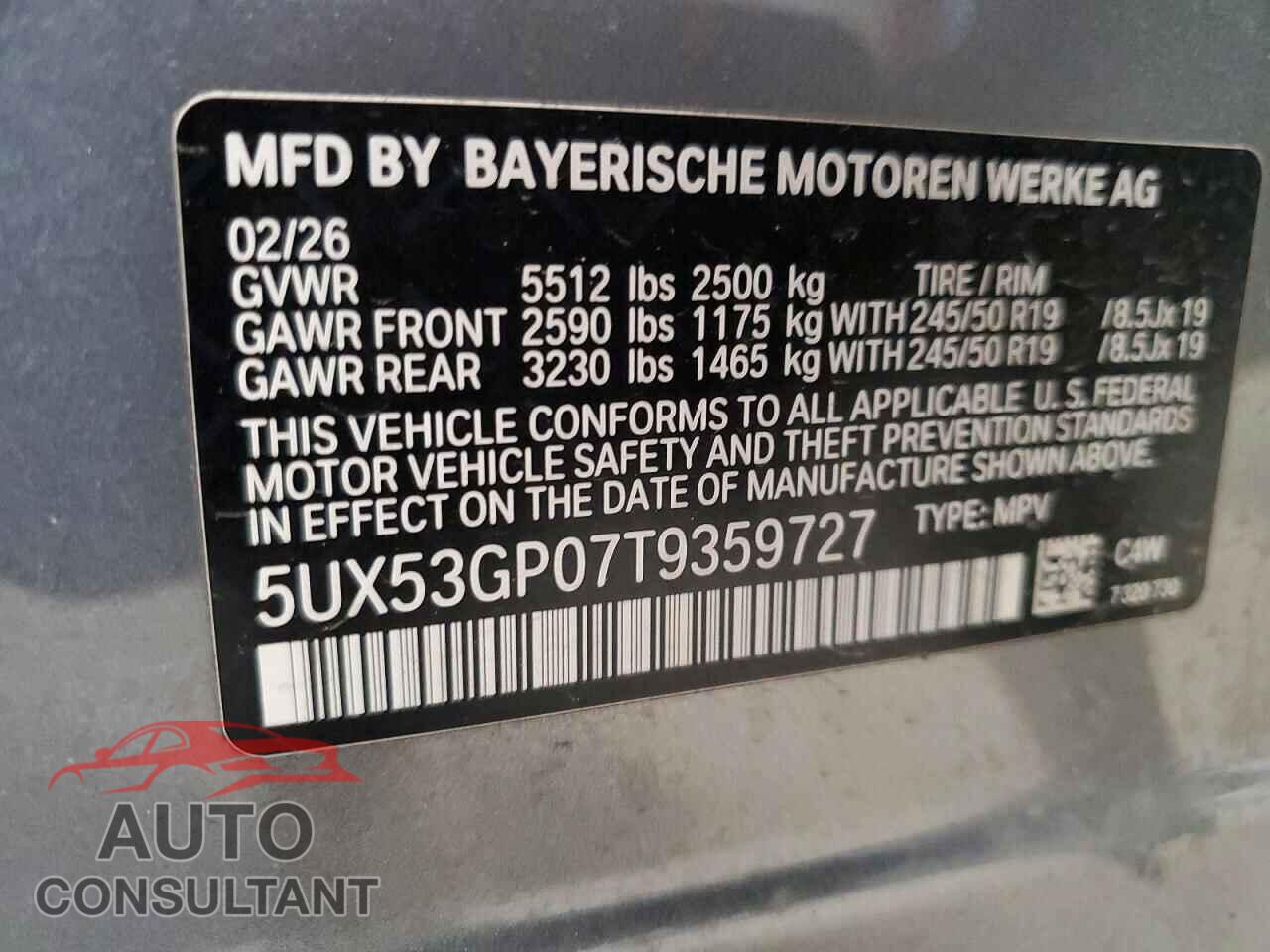 BMW X3 2026 - 5UX53GP07T9359727