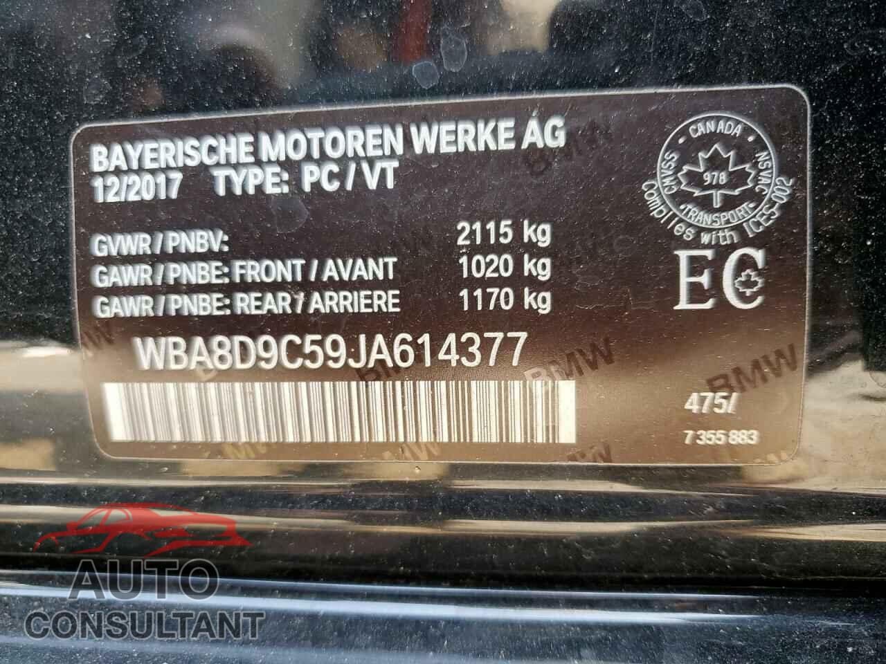 BMW 3 SERIES 2018 - WBA8D9C59JA614377