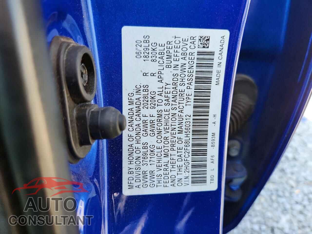 HONDA CIVIC 2020 - 2HGFC2F68LH560312