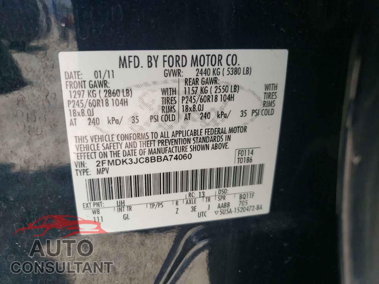 FORD EDGE 2011 - 2FMDK3JC8BBA74060