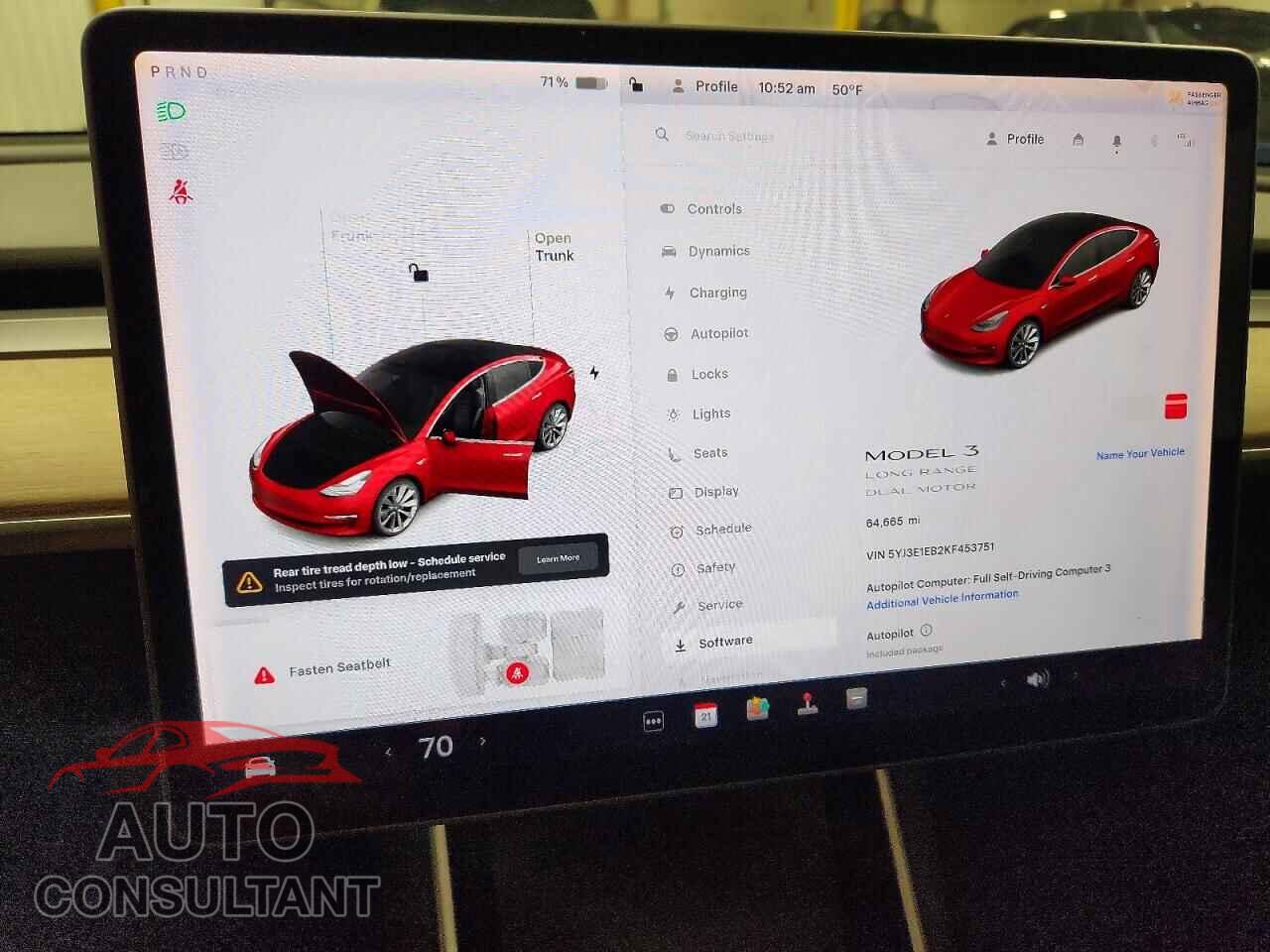 TESLA MODEL 3 2019 - 5YJ3E1EB2KF453751