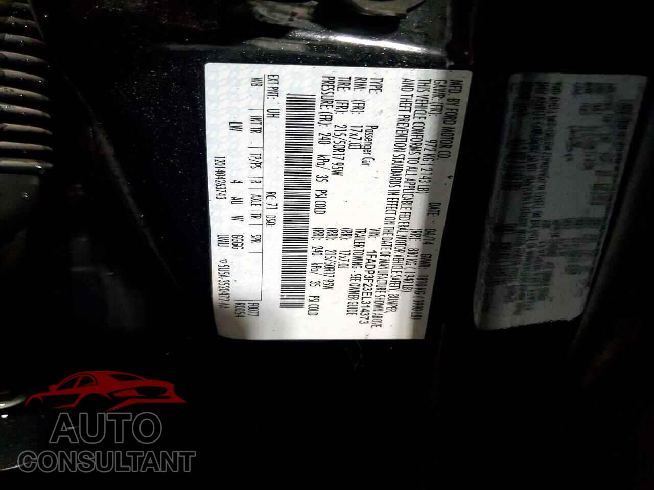 FORD FOCUS 2014 - 1FADP3F23EL314373