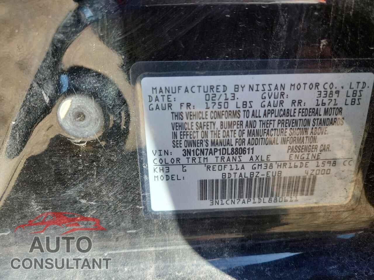 NISSAN VERSA 2013 - 3N1CN7AP1DL880611