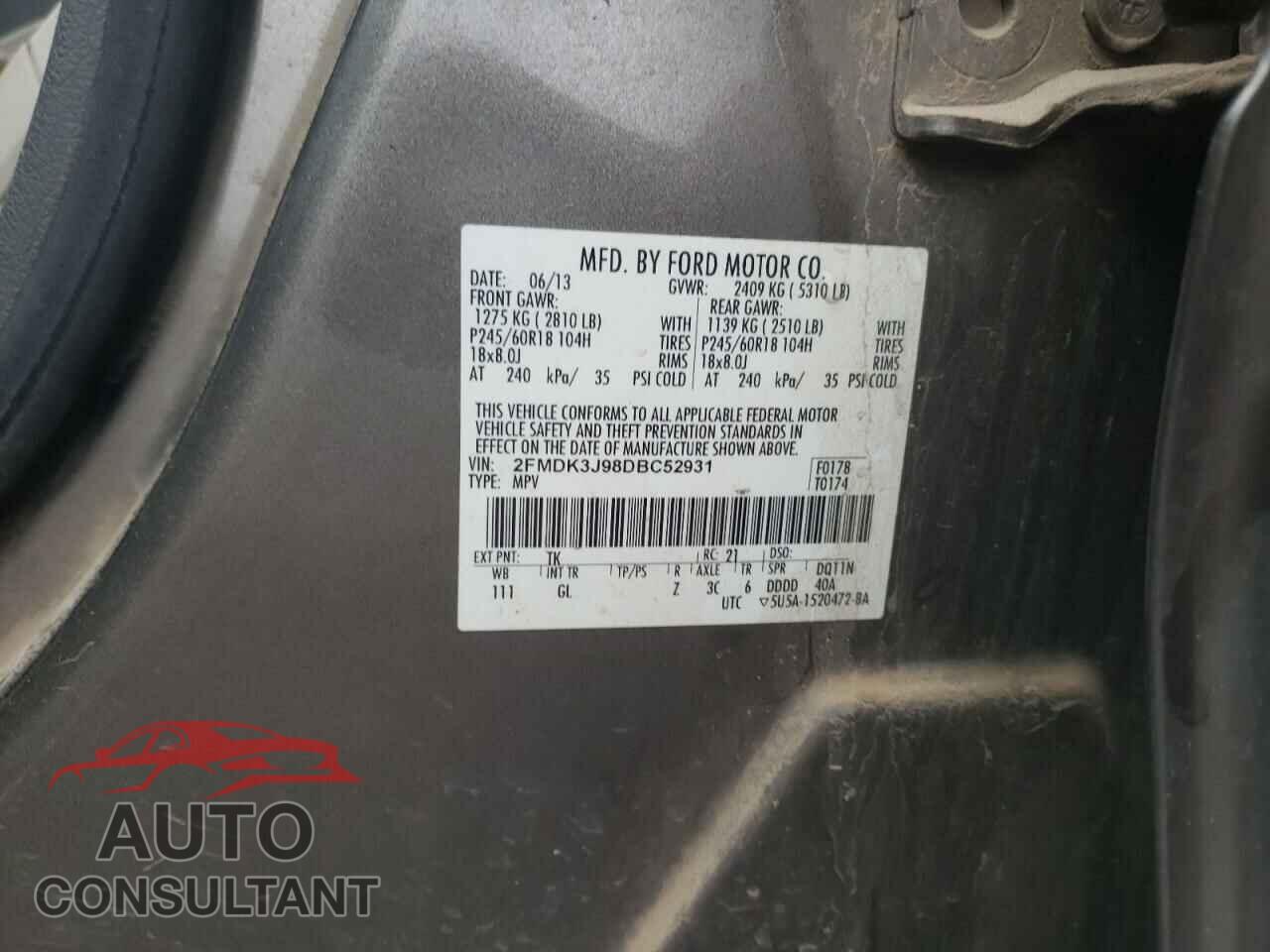 FORD EDGE 2013 - 2FMDK3J98DBC52931