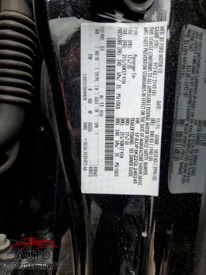FORD FOCUS 2016 - 1FADP3K22GL248245