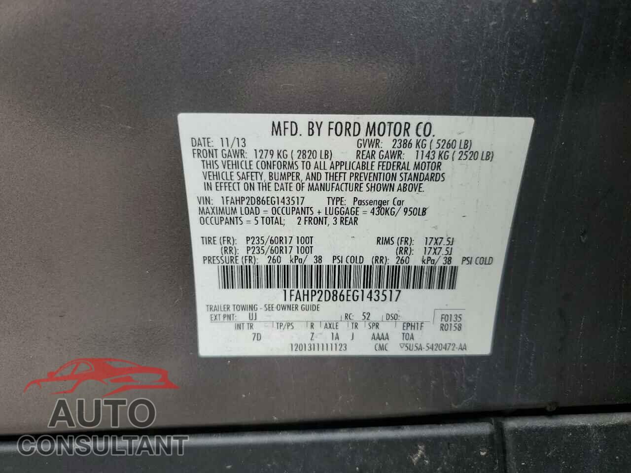 FORD TAURUS 2014 - 1FAHP2D86EG143517