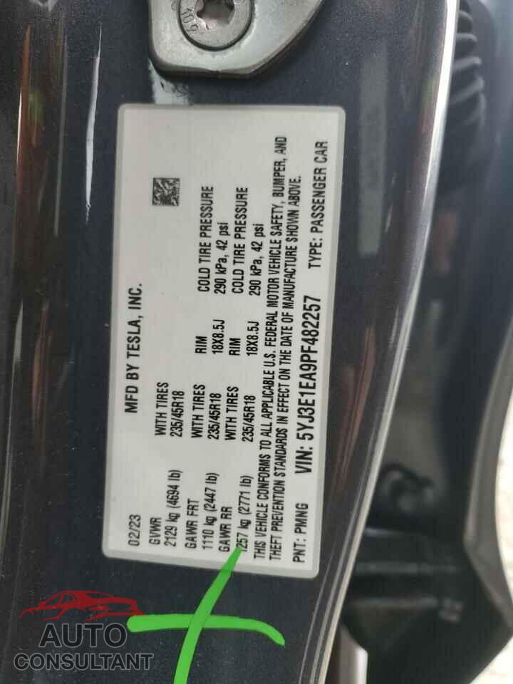 TESLA MODEL 3 2023 - 5YJ3E1EA9PF482257