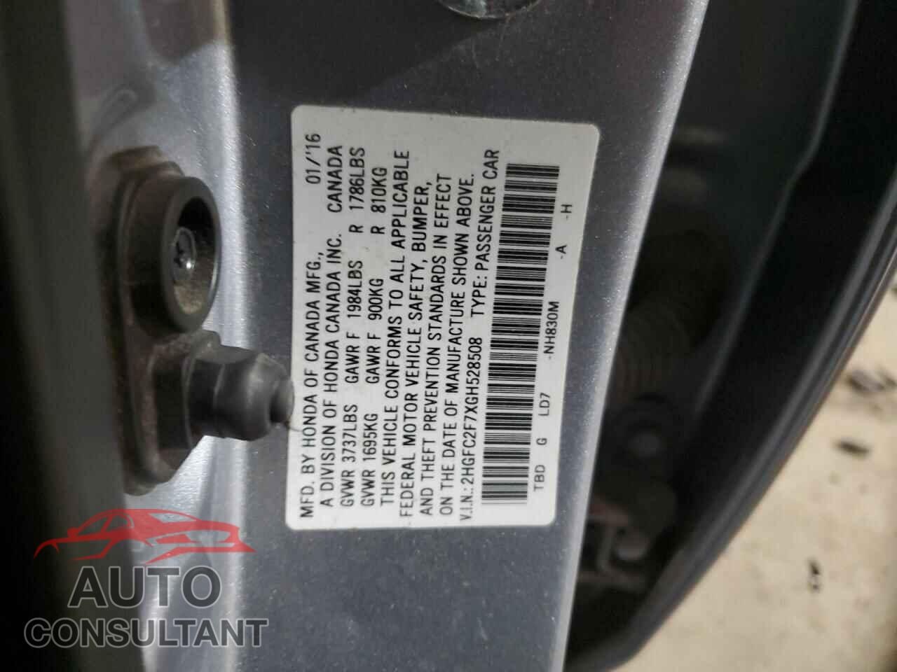 HONDA CIVIC 2016 - 2HGFC2F7XGH528508