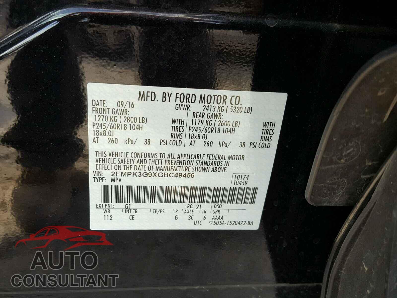 FORD EDGE SE 2016 - 2FMPK3G9XGBC49456
