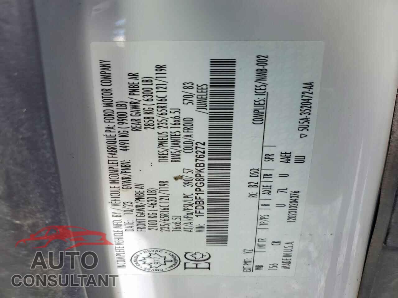 FORD TRANSIT 2023 - 1FDBF1PG8PKB76272