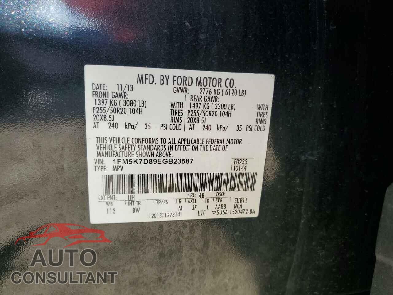 FORD EXPLORER 2014 - 1FM5K7D89EGB23587