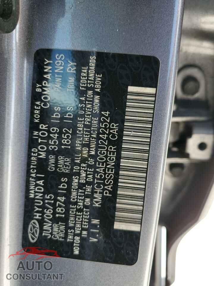 HYUNDAI ACCENT 2016 - KMHCT5AE0GU242524