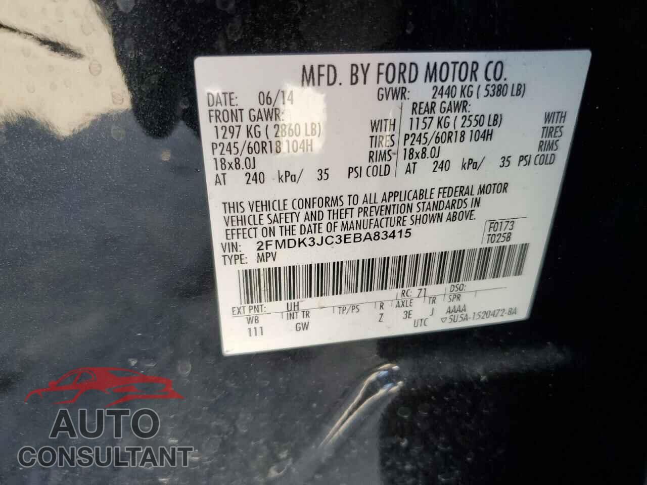 FORD EDGE 2014 - 2FMDK3JC3EBA83415