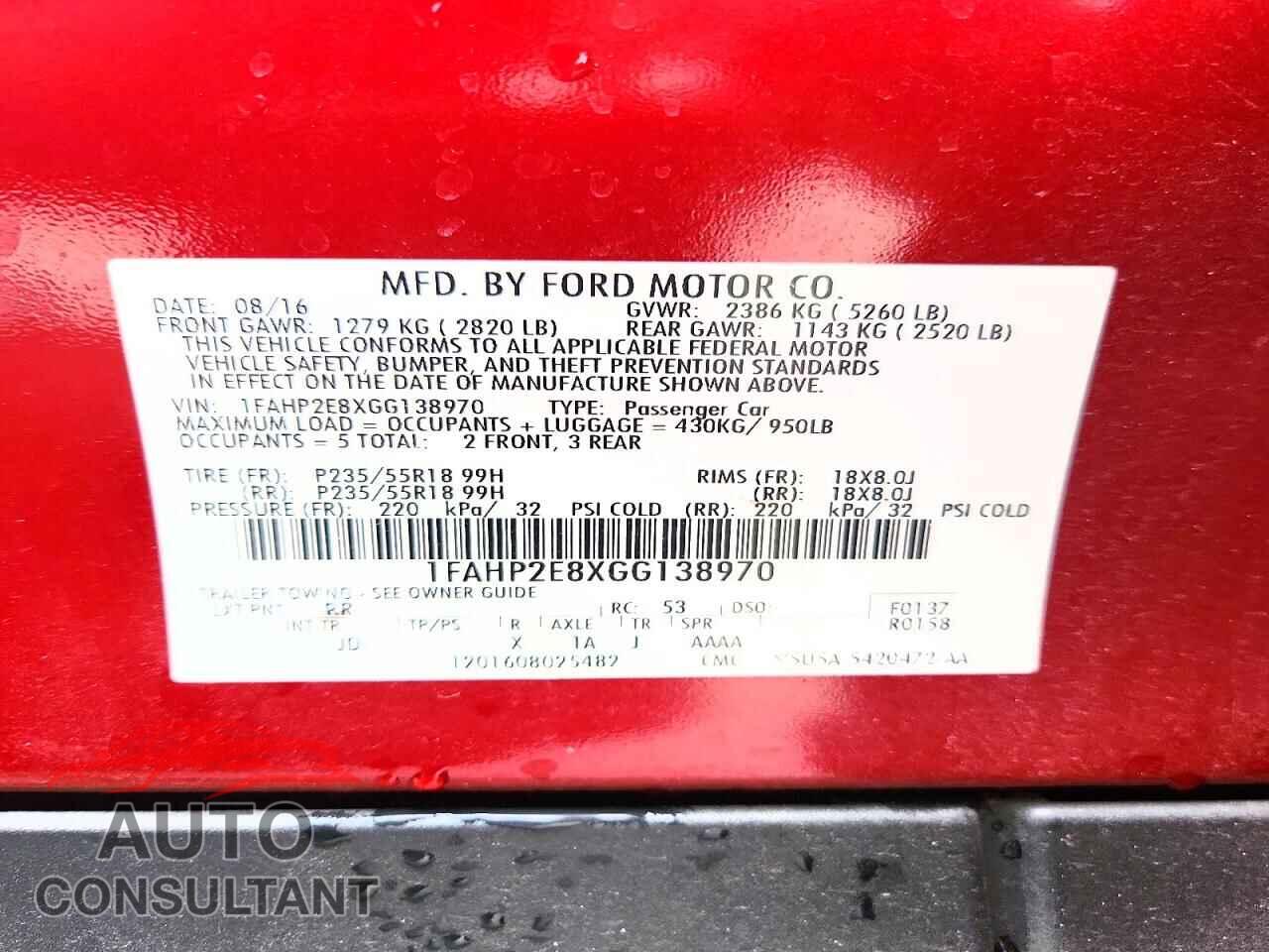 FORD TAURUS 2016 - 1FAHP2E8XGG138970