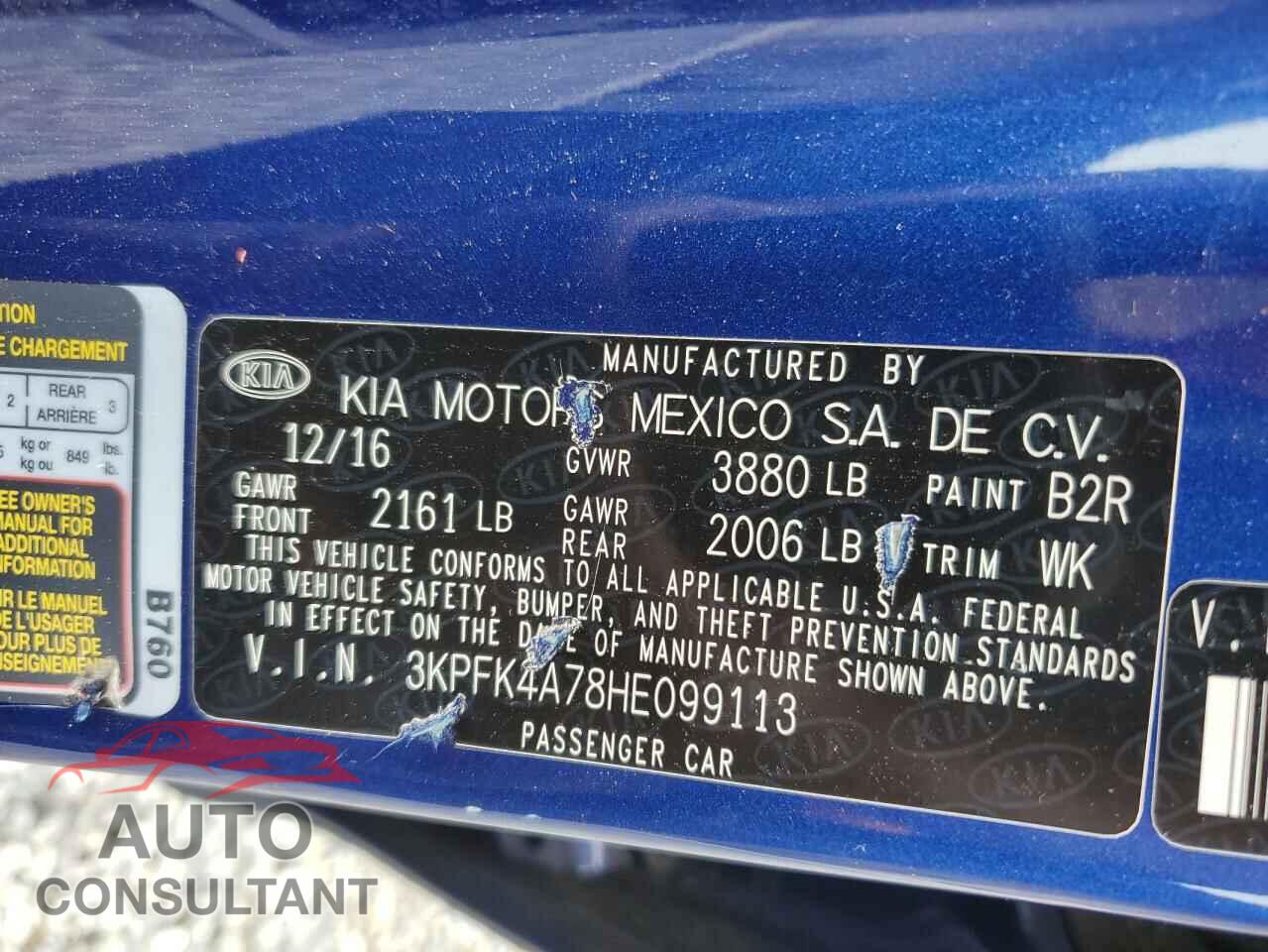 KIA FORTE 2017 - 3KPFK4A78HE099113