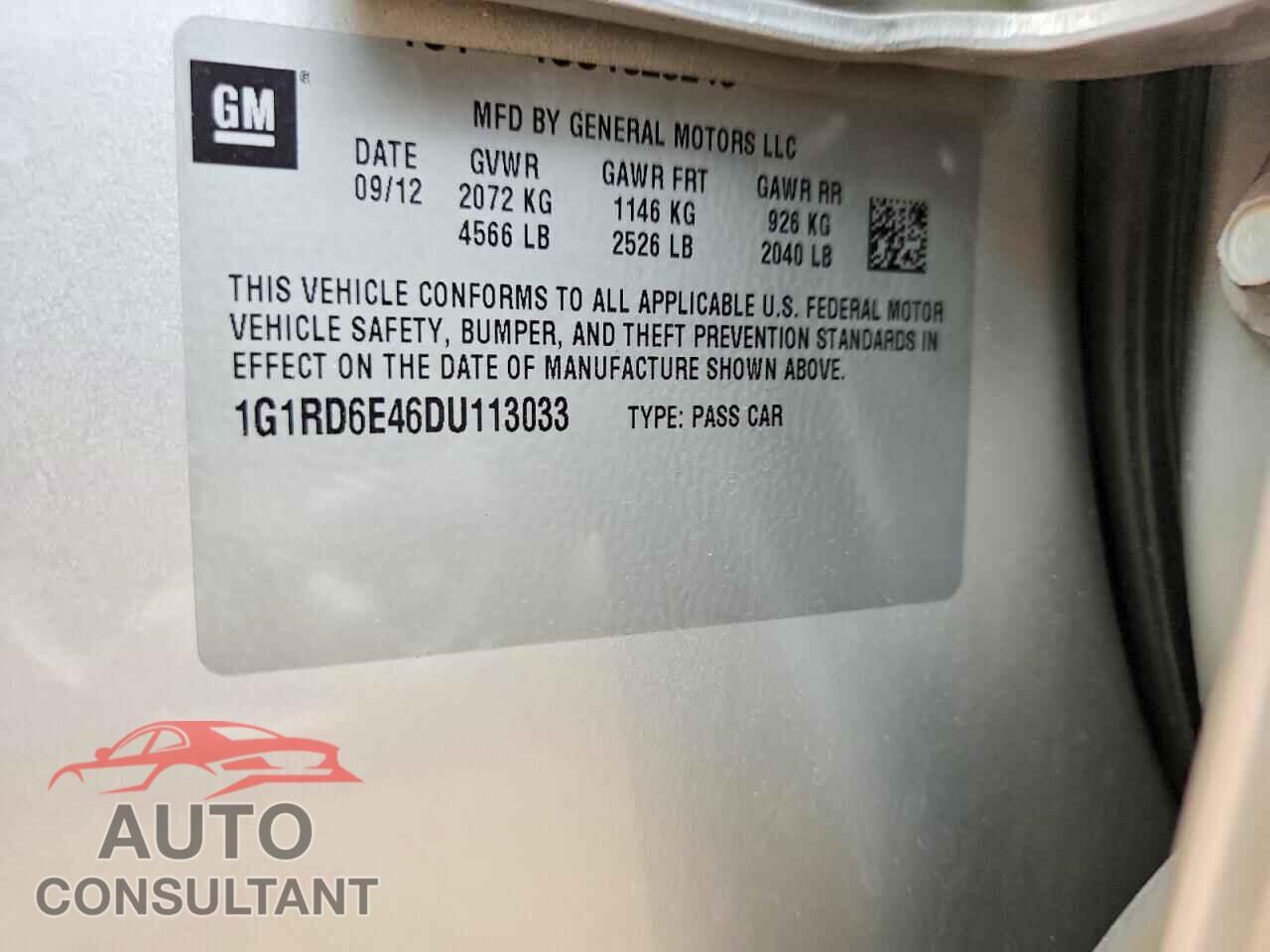 CHEVROLET VOLT 2013 - 1G1RD6E46DU113033