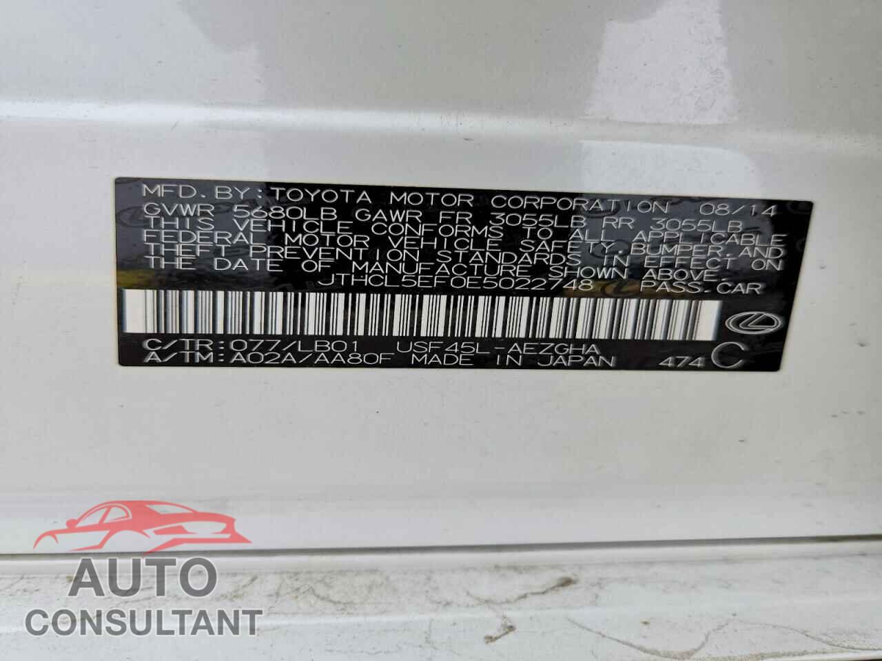 LEXUS LS 460 2014 - JTHCL5EF0E5022748
