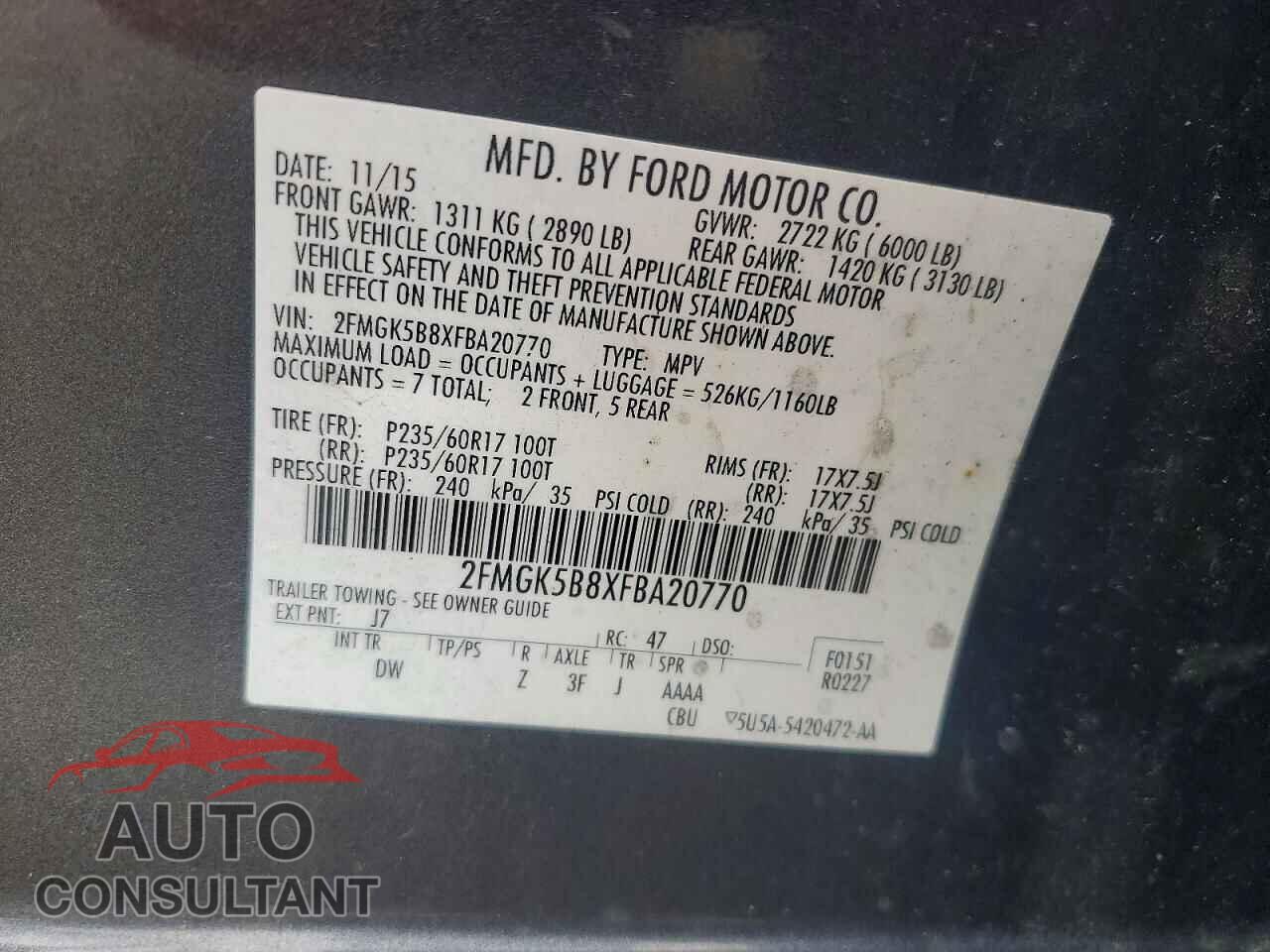 FORD FLEX 2015 - 2FMGK5B8XFBA20770