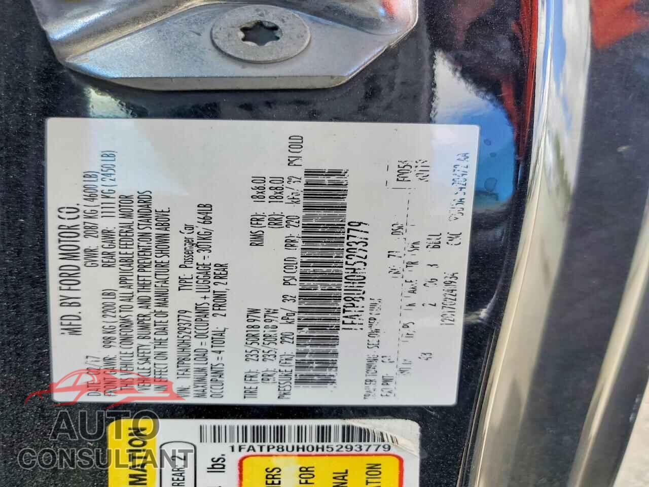 FORD MUSTANG 2017 - 1FATP8UH0H5293779